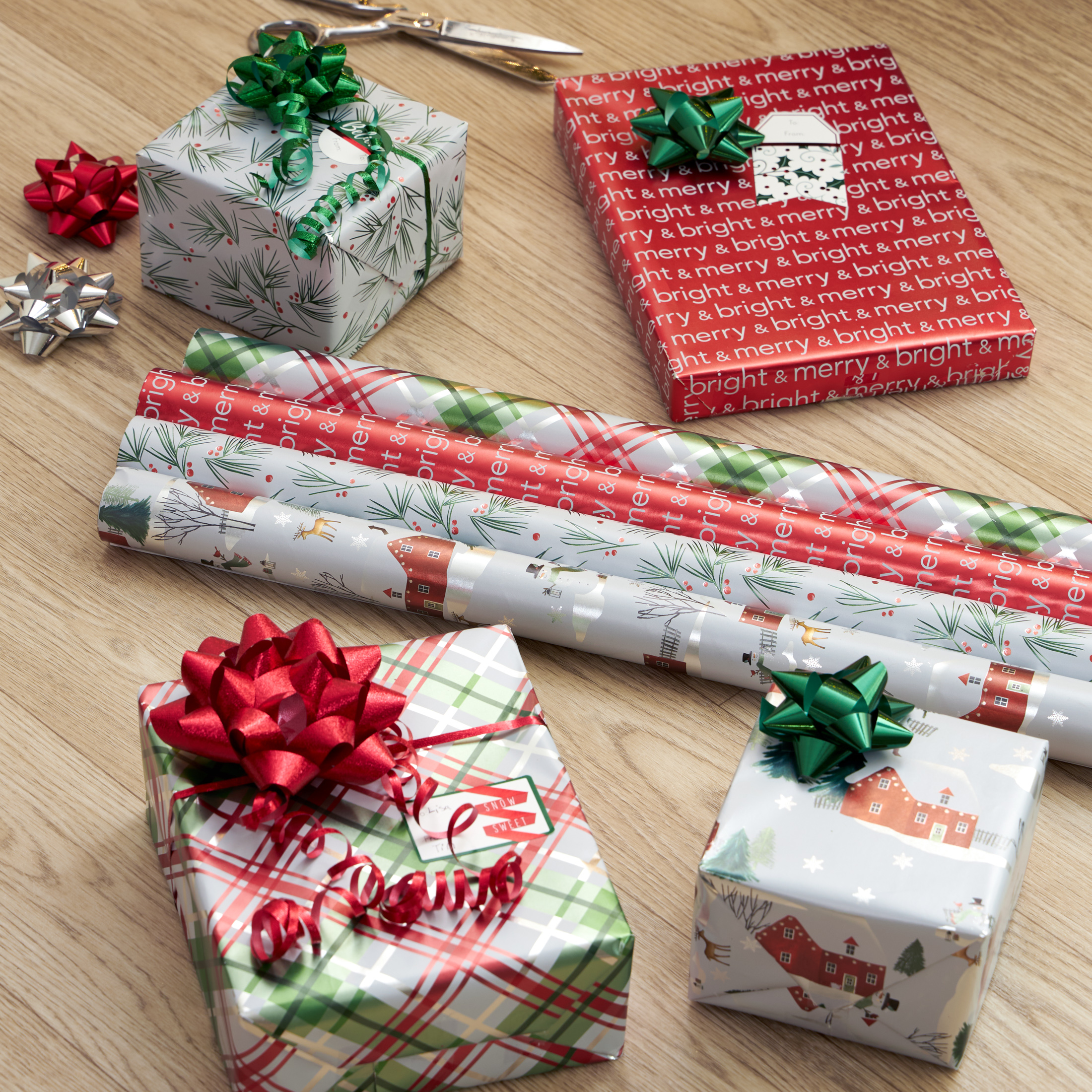 Holiday Time Joyful Peace Multi-Pack Christmas Gift Wrap, 4 Rolls, 30 in,  60 Sq ft. Multi-Color, 